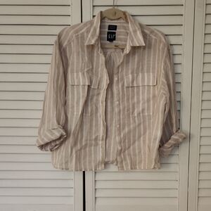 GAP Beige and White Striped Shirt